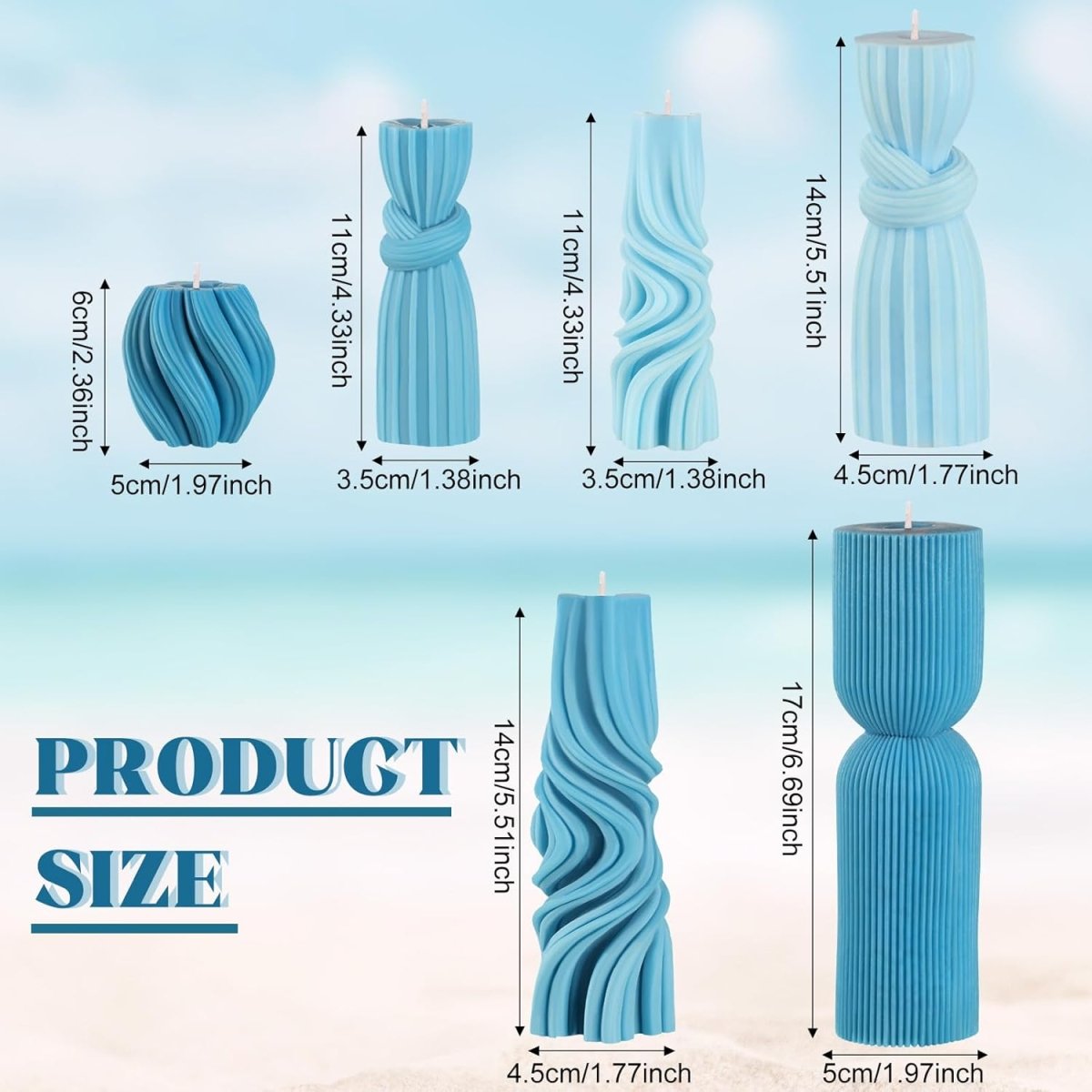 Threlaco 6 Pcs Pillar Candles Modern Aesthetic Ribbed Decorative Candle Set Cute Soy Wax Scented Ribbed Decor for Home(White,2.36 - 6.89 Inch) - Homesidy.com