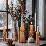 Threlaco 6 Pcs Pillar Candles Modern Aesthetic Ribbed Decorative Candle Set Cute Soy Wax Scented Ribbed Decor for Home(White,2.36 - 6.89 Inch) - Homesidy.com
