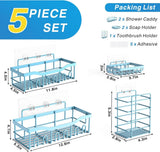 EUDELE Adhesive Shower Caddy, 5 Pack Rustproof Stainless Steel Bath Organizers With Large Capacity, No Drilling Shelves for Bathroom Storage &amp; Home Decor - Homesidy.com