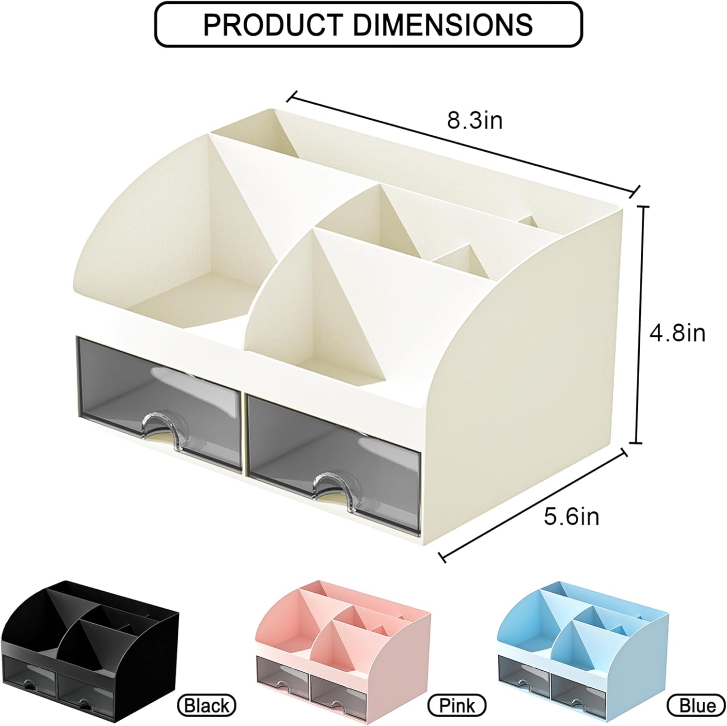 Makeup Organizer with Drawers, Cosmetic Storage for Dresser Vanity and Bathroom Countertop, Beauty Holder for Lipstick Brush, Skincare Organizer for Vanity, Cosmetic Display Case (White) - Homesidy.com