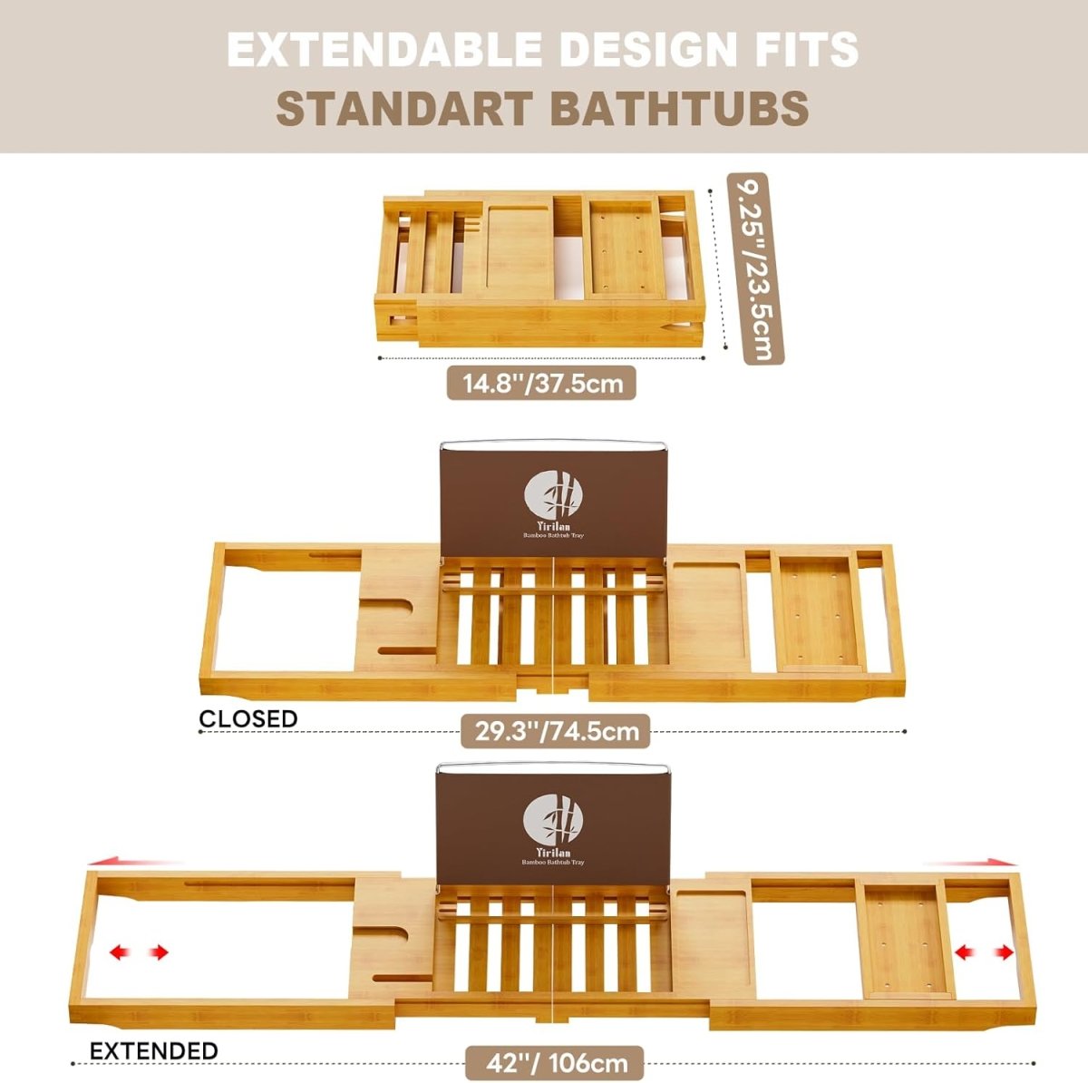 Premium Bathtub Tray Caddy, Expandable Bath Tray, Unique House Warming Gifts, New Home, Anniversary and Wedding Gifts for Couple, Bridal Shower Gift for Women - Homesidy.com