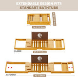 Premium Bathtub Tray Caddy, Expandable Bath Tray, Unique House Warming Gifts, New Home, Anniversary and Wedding Gifts for Couple, Bridal Shower Gift for Women - Homesidy.com