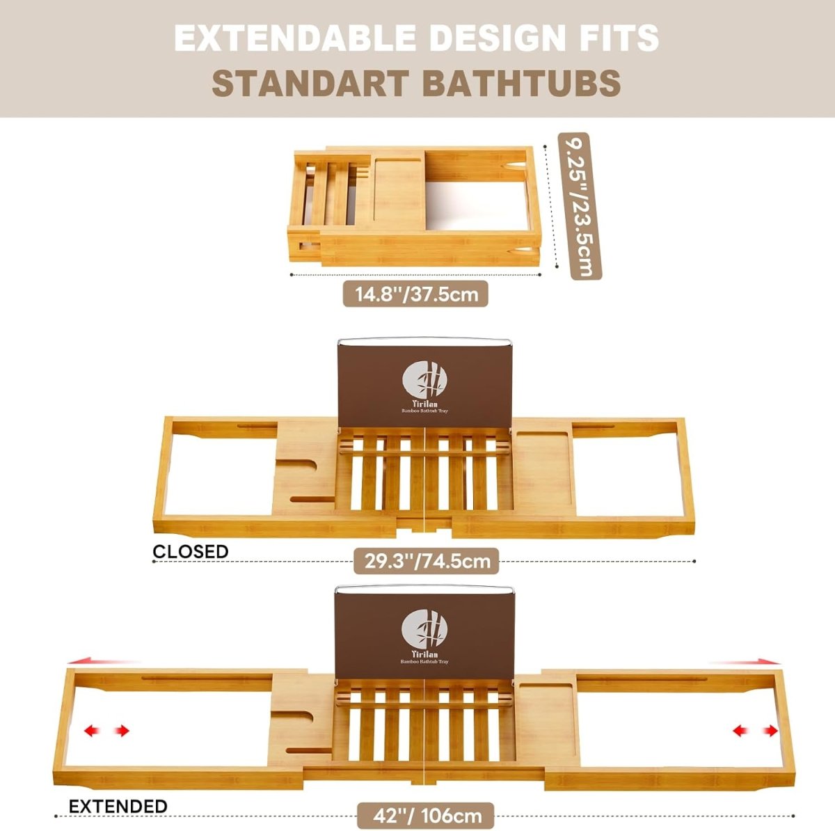 Premium Bathtub Tray Caddy, Expandable Bath Tray, Unique House Warming Gifts, New Home, Anniversary and Wedding Gifts for Couple, Bridal Shower Gift for Women - Homesidy.com