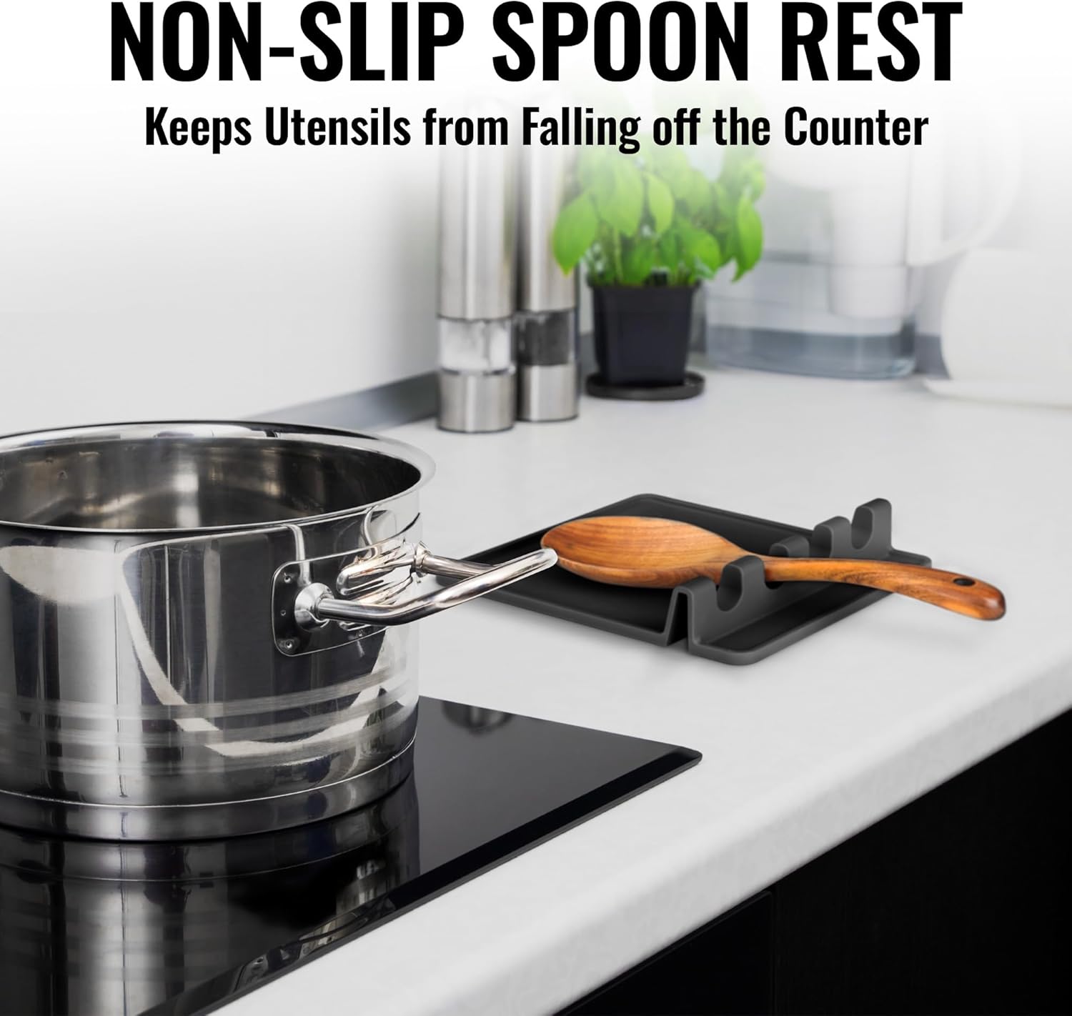 Zulay Kitchen Spoon Rest for Multiple Utensils High Heat - Resistant Silicone Drip Pad, BPA - Free Spoon Holder for Stove Top, Kitchen Gadget Holder for Ladles, Tongs, Cooking Spatula - Makes Great Gift - Homesidy.com