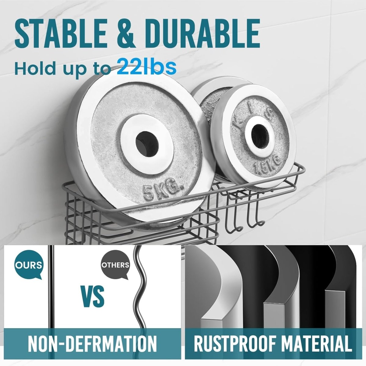 TAILI Shower Caddy Suction Cup 2 Pack with Hooks &amp; Soap holder, Heavy Duty Shower Organizer for Bathroom, No Drilling Bathroom Organizer with Large Capacity, Black Metal Storage Basket - Homesidy.com