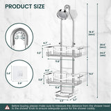 Shower Caddy Hanging Adjustable Shower Caddy, Rustproof Shower Organizer Extended Length Shower Caddy Over Shower Head with Hooks Soap Holder, Large Capacity Anti - Swing Bathroom Organizer, Black - Homesidy.com