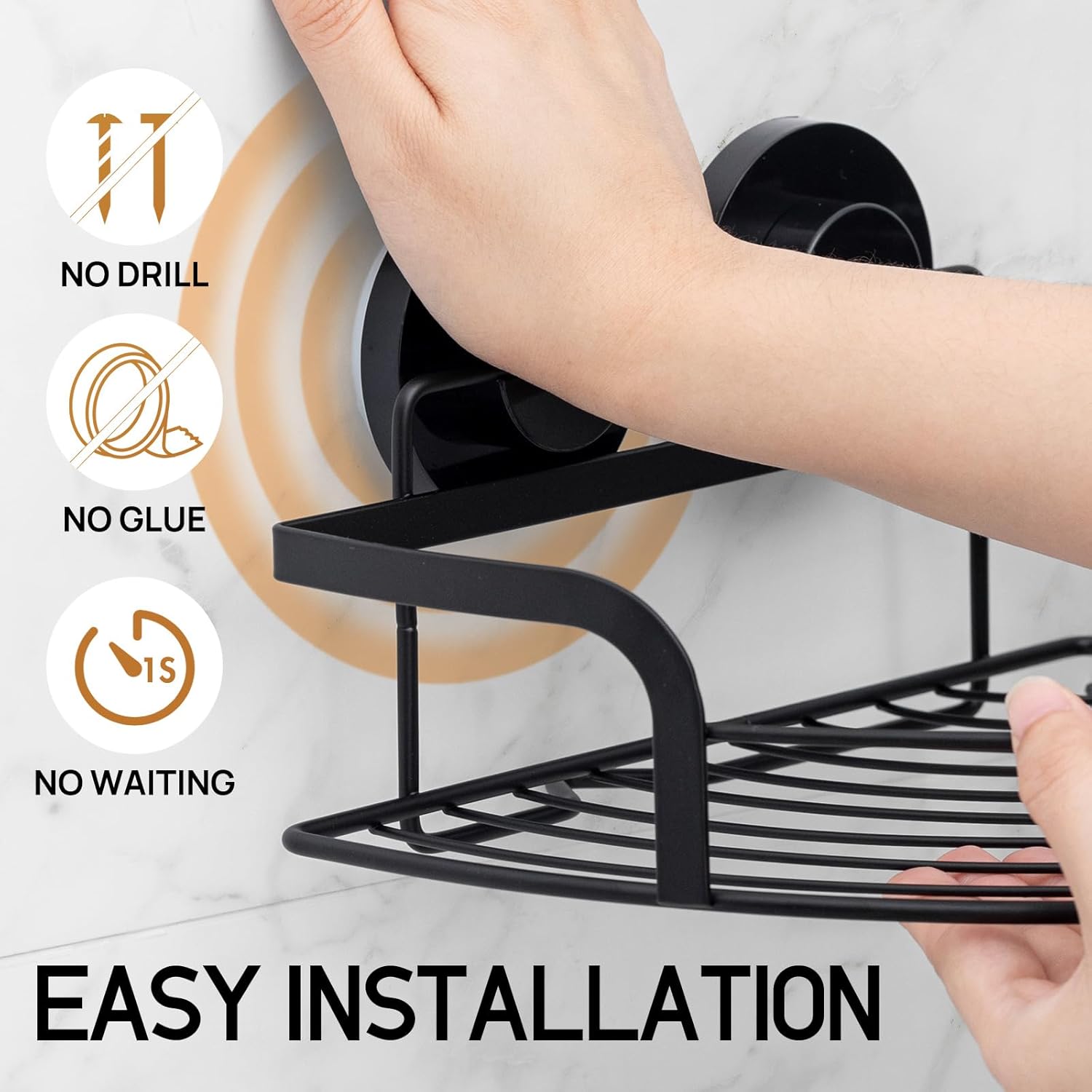 LEVERLOC Corner - adaptive Suction Cup Shower Caddies 2 Pack, Stainless Steel Rustproof Corner Shower Shelf, Large Capacity Removable Suction Cup Bathroom Organizer, Drill - Free Wall Mounted Basket, Gray - Homesidy.com