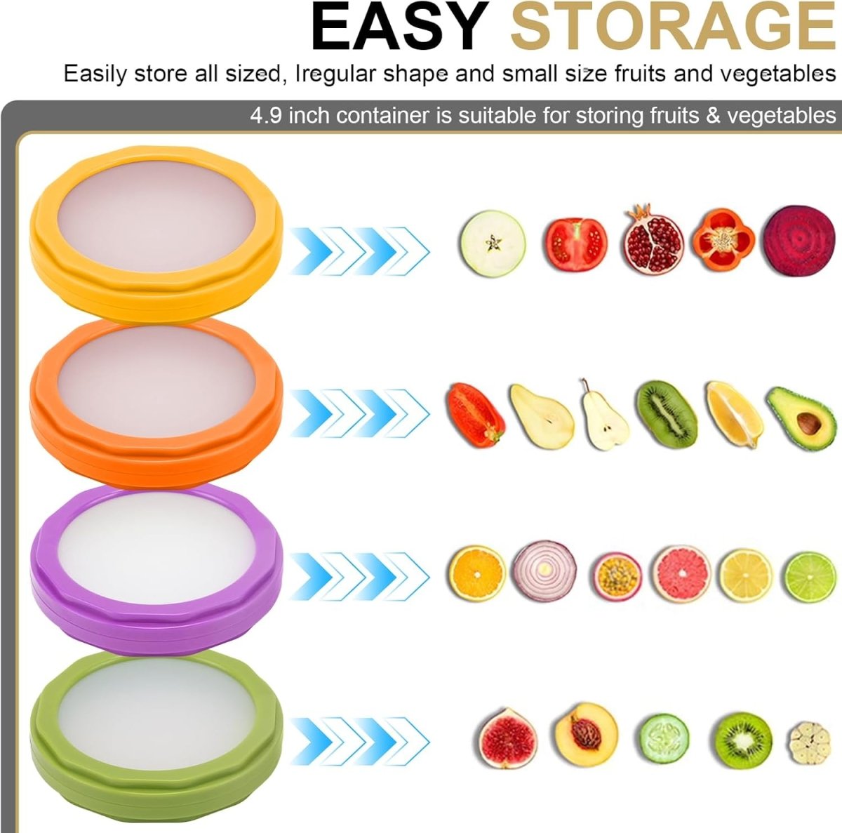 Winb Set of 4 Reusable Fruit and Veggie Savers - Ideal for Avocados, Tomatoes, Apples, Garlic, Onions, and More - Homesidy.com