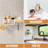 LEVERLOC Shower Caddy Suction Cup, 2 Pack Shower Shelves for Inside Shower with Hooks &amp; Soap Holder, NO - Drilling Bathroom Shower Organizer, Rustproof Meatl Shower Holder Storage, Black - Homesidy.com