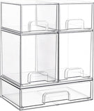 Vtopmart Stackable Storage Drawers Set of 5, Clear Plastic Organizer Bins for Baby Bottle, Beauty Supplies Storage, Ideal for Kichen Countertop, Vanity, Bathroom, Cabinet, Pantry Organization - Homesidy.com