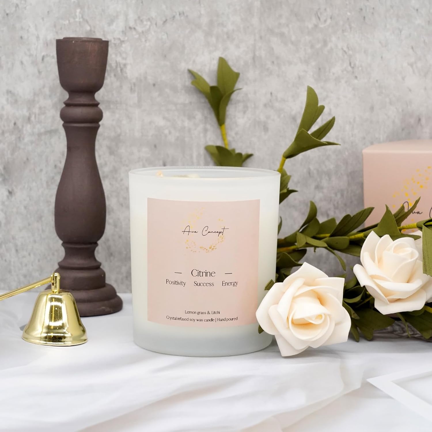 ava concept - Soy Candles with Crystals - Aromatherapy Scented Candle for Women - Lavender Vanilla Gift Set - Small Wax Melts - 3 Pack 3.5oz - Homesidy.com