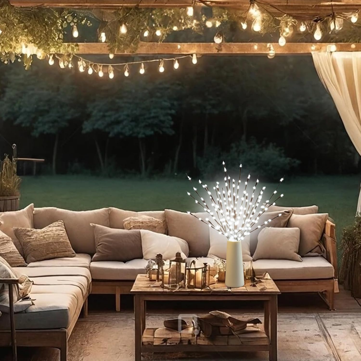 DK177 2 Pack Led Branch Light Battery Operated Lighted Branch Vase Filler Willow Tree Artificial Little Twig Power Brown 30 Inch 20 LED for Home Romantic Decoration, Warm White - Homesidy.com