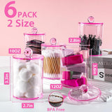 XIPENGKEJI 2 Pack Qtip Holder,Canister Apothecary Jar Set, Bathroom Jars with Lids Set for Cotton Swabs, Balls, Pads, Floss Picks,10oz - 12oz Plastic Canisters Restroom Bedroom Vanity Organizer(Black) - Homesidy.com