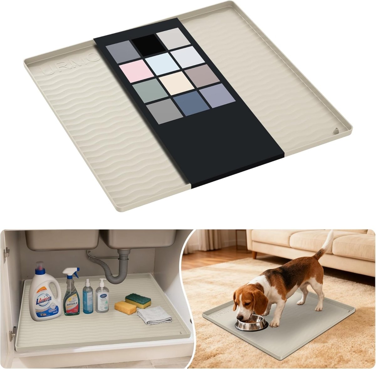 URMONA Waterproof Silicone Under Sink Mat 31 x 22 Shelf Liner for Kitchen and Bathroom, Cabinet and Counter Protector, Storage and Organizers, Litter Mat, Pet Cat Puppy Essentials(Dark Grey) - Homesidy.com