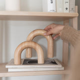 PEAKOLY Wood Arch Decorative Objects - Modern Bookshelf Decor, Coffee Table Sculpture, Floating Shelf Decor Accents, Japandi Home Decorations for Side, Console and Entryway Table - Homesidy.com