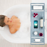 Bathtub Tray Caddy - Bath Tray - Bath Tub Tray Caddy - Bamboo Bath Table Tray for Tub - Expandable Size, Fits Most Tubs - Homesidy.com