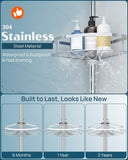 SEIRIONE Rustproof Shower Corner Caddy Organizer for Bathroom, 4 Adjustable Shelves with Tension Pole, for Bathtub Shampoo Accessories Storage Holder, 34 to 116 Inch Height - Homesidy.com