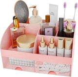 Makeup Organizer with Drawers, Cosmetic Storage for Dresser Vanity and Bathroom Countertop, Beauty Holder for Lipstick Brush, Skincare Organizer for Vanity, Cosmetic Display Case (White) - Homesidy.com