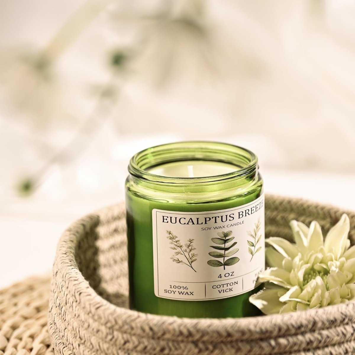 Eucalyptus &amp; Mint Candles for Home Scented, 20 Hours Burn Soy Candle Gift for Women Stress Relief, Meditation, Yoga, Relaxing, Natural Soy Wax for Men and Women, 4oz - Homesidy.com