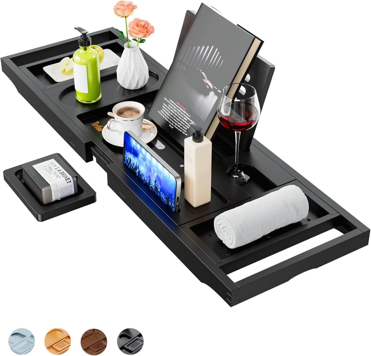 Premium Bathtub Tray Caddy, Expandable Bath Tray, Unique House Warming Gifts, New Home, Anniversary and Wedding Gifts for Couple, Bridal Shower Gift for Women - Homesidy.com
