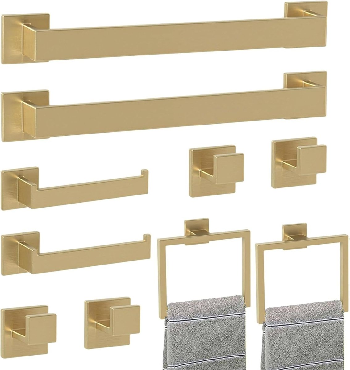 5 - Pieces Matte Black Bathroom Hardware Accessories Set, SUS304 Stainless Steel Bath Towel Bar Set, Towel Racks for Bathroom Wall Mounted. - Homesidy.com