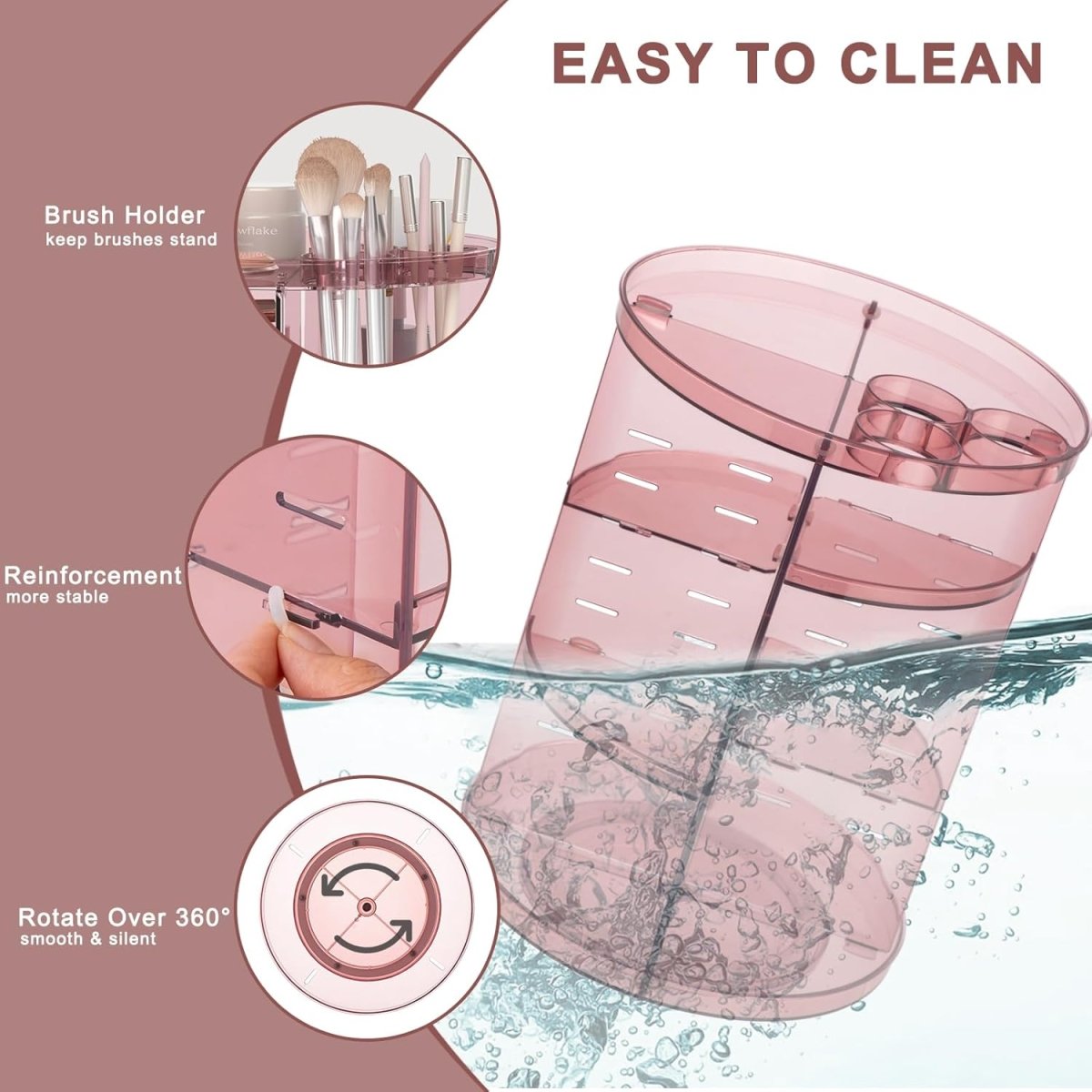 Rotating Makeup Organizer, DIY 8 Adjustable Layers Spinning Skincare Organizer, Cosmetic Display Case with Brush Holder Perfume Tray, Multi - Function Storage Carousel for Vanity Bathroom Countertop - Homesidy.com
