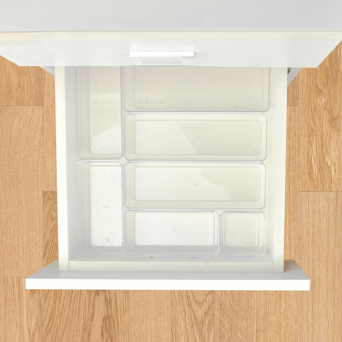 Manalete Drawer Organizers Set of 15, 4 Sizes Clear Plastic Drawer Organizers and Storage Bins for Kitchen, Bathroom, Office, Dresser Desk Drawer Organizer Tray for Jewelry, Makeup, Junk, Gadgets - Homesidy.com