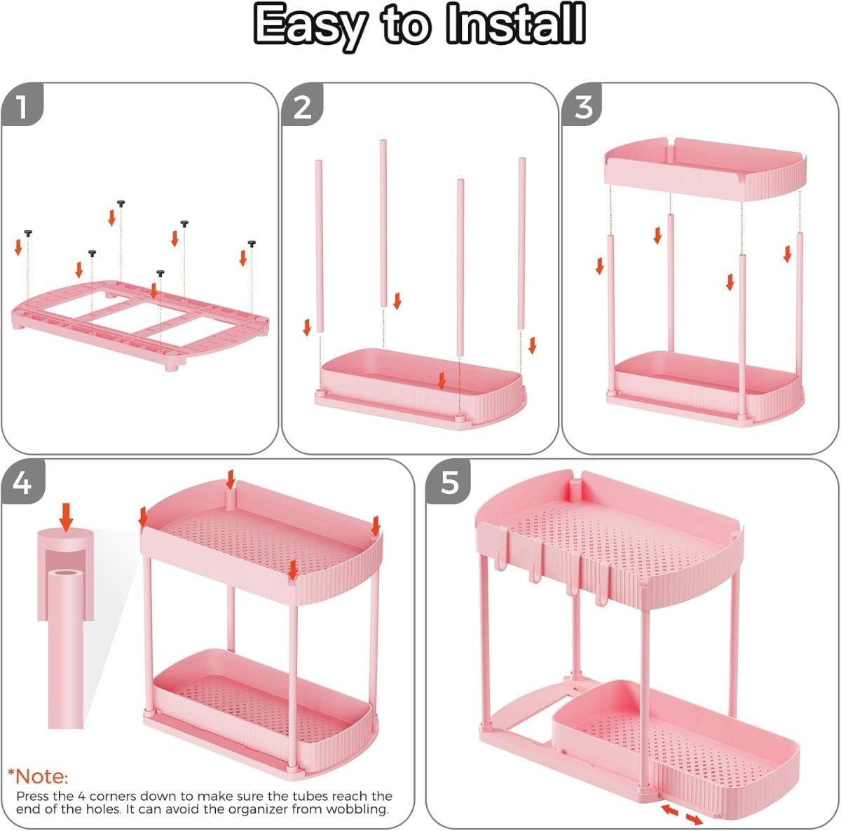 Ukeetap Multi - Purpose Pull - Out Storage Organizers, Under Sink/Cabinet Organizers and Storage for Bathroom &amp; Kitchen, Black, 12.8 Inches, 2 Packs - Homesidy.com