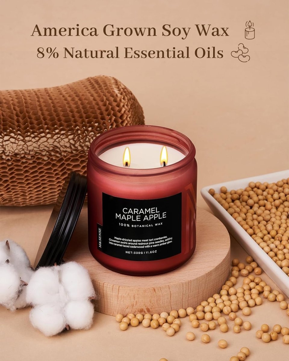 M&amp;SENSE Ode to Winter Soy Candles Strong Scented, 2 Wick Jar Candle 19.4oz 110 Hour Long Lasting, Lavender Sandalwood Organic Natural Aromatherapy Candle Gifts Bedroom Bathroom Home Decor - Homesidy.com