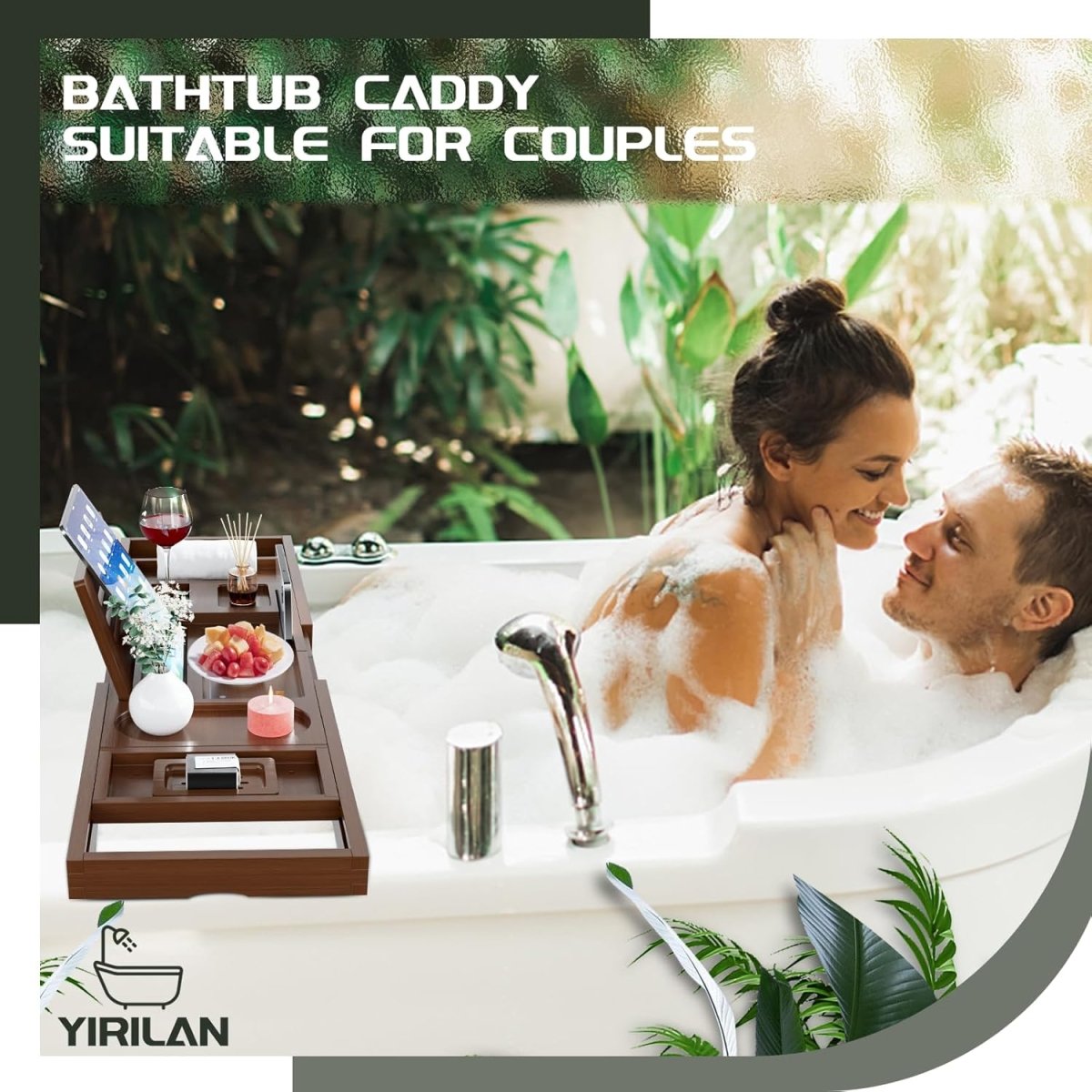 Premium Bathtub Tray Caddy, Expandable Bath Tray, Unique House Warming Gifts, New Home, Anniversary and Wedding Gifts for Couple, Bridal Shower Gift for Women - Homesidy.com