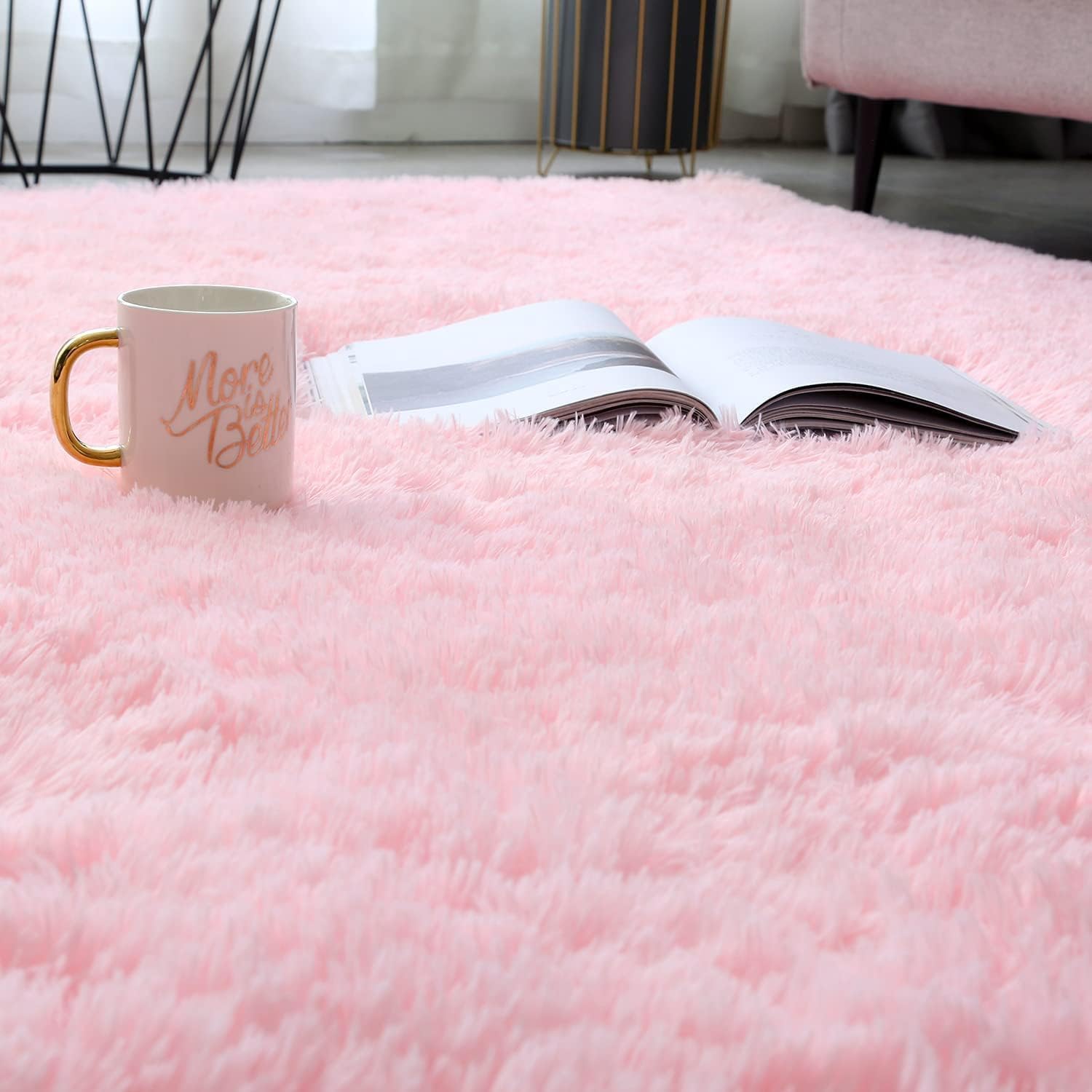 Shag Area Rugs for Bedroom Living Room,4X6 Ultra Soft Fluffy Area Rugs for Dorm, Indoor Carpet Nursery Rugs for Kids Girls Room Home Decor,Pink - Homesidy.com