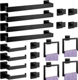 5 - Pieces Matte Black Bathroom Hardware Accessories Set, SUS304 Stainless Steel Bath Towel Bar Set, Towel Racks for Bathroom Wall Mounted. - Homesidy.com
