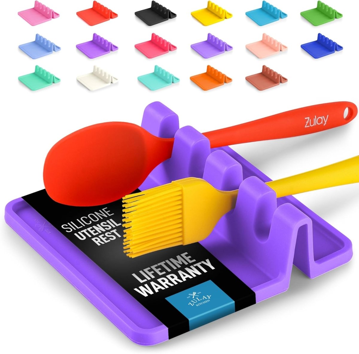 Zulay Kitchen Spoon Rest for Multiple Utensils High Heat - Resistant Silicone Drip Pad, BPA - Free Spoon Holder for Stove Top, Kitchen Gadget Holder for Ladles, Tongs, Cooking Spatula - Makes Great Gift - Homesidy.com