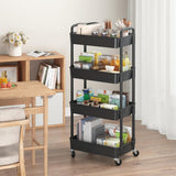 Sywhitta 3 - Tier Plastic Rolling Utility Cart with Handle, Multi - Functional Storage Trolley for Office, Living Room, Kitchen, Movable Storage Organizer with Wheels, White - Homesidy.com
