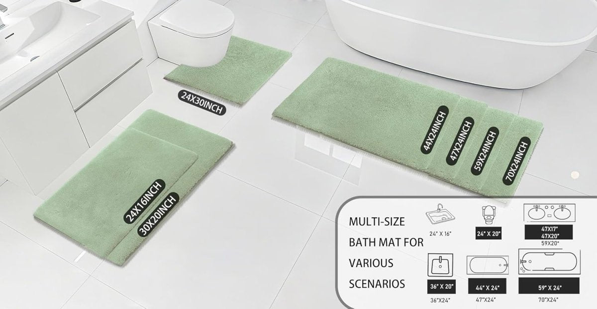 MINIDEAR Bathroom Rugs 24x17 Light Grey - Thick Elastic Foam Bath Mat, Ultra Soft &amp; Plush Fluffy, Non - Slip, Quick Dry, Absorbent Washable Floor Microfiber Mat for Tub, Home Decor Accessories - Homesidy.com