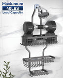 YASONIC Shower Caddy Hanging - Never Rust Shower Organizer - Aluminum Over The Head Caddy with 10 Hooks for Razor/Sponge - Rack with Soap Basket - Silver - Homesidy.com