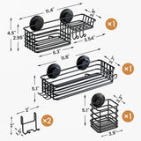 LEVERLOC Shower Caddy Suction Cup, 2 Pack Shower Shelves for Inside Shower with Hooks &amp; Soap Holder, NO - Drilling Bathroom Shower Organizer, Rustproof Meatl Shower Holder Storage, Black - Homesidy.com