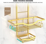 Shower Caddy Hanging Adjustable Shower Caddy, Rustproof Shower Organizer Extended Length Shower Caddy Over Shower Head with Hooks Soap Holder, Large Capacity Anti - Swing Bathroom Organizer, Black - Homesidy.com