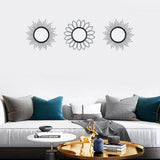 3 Pack Metal Mirrors for Wall Sunburst Wall Mirrors Home Décor Decorative Hanging Wall Art for Living Room Bedroom Entryway (Gold, Flower Sunburst) - Homesidy.com