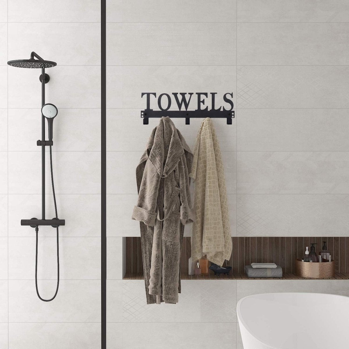 Kuhome Over The Door Hooks, Towel Holder for Bathroom, Door Mount Towel Rack Towel Hooks for Bedroom Beach Towels Bathrobe Wall Mount Hang on The Door Cabinet Cupboard Metal Sandblasted (Black) - Homesidy.com