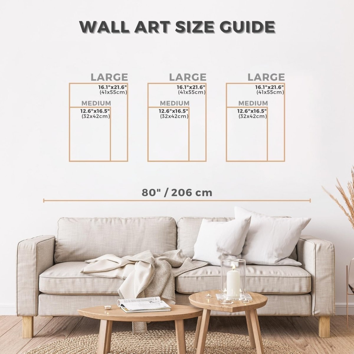qmmp Modern Wooden Wall Sculptures - Set of 3 - MDF - Oak - Home Decor Accent - Large Wall Art for Living Room, Bedroom, Office - Easy Installation (Oak, Medium - Mountain and Sun, Unframed) - Homesidy.com