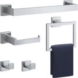 5 - Pieces Matte Black Bathroom Hardware Accessories Set, SUS304 Stainless Steel Bath Towel Bar Set, Towel Racks for Bathroom Wall Mounted. - Homesidy.com