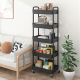Sywhitta 3 - Tier Plastic Rolling Utility Cart with Handle, Multi - Functional Storage Trolley for Office, Living Room, Kitchen, Movable Storage Organizer with Wheels, White - Homesidy.com