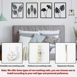 QXSXKJ Black Metal Wall Decor Framed, 3d Modern Metal Wall Art with Light, Minimalist Abstract Black Line Art DéCor, 4 Piece Home Art for Living Room Bedroom Bathroom - Homesidy.com
