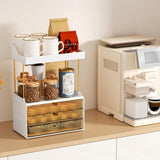 StorBin 3 Drawers Makeup Organizer - 5 Tier Bathroom Counter Organizers and Storage, Versatile Perfume Vanity Organizer, Ideal for Cosmetic, Large Skincare, Face Mask, Office Supplies, Amber - Homesidy.com