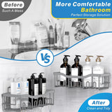 EUDELE 5 - Pack Rustproof Stainless Steel Shower Caddy Set– No Drill Adhesive Bathroom Organizer, Space - Saving Shower Shelves for Apartment Essentials, Bathroom/Kitchen Storage Home Decor - L Size - Homesidy.com