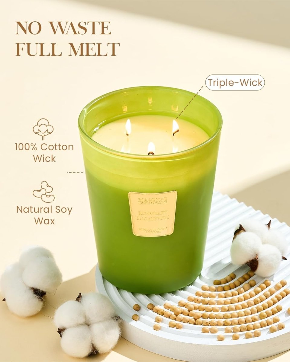 M&amp;SENSE Extra Large Candle Creamy Vanilla Scented, 3 - Wick 35oz 150H Long Lasting, Natural Soy Wax Aromatherapy Candle for Stress Relief, Home Fragrance Fall Winter Christmas Thanksgiving Gifts - Homesidy.com