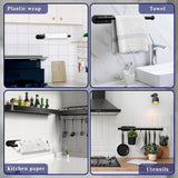 Paper Towel Holder, Self Adhesive or Drilling Paper Towel Holder Under Cabinet, Stainless Steel Black Paper Towel Holders Wall Mount for Kitchen, Bathroom, Sink, Pantry, Fridge - Homesidy.com