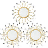 3 Pack Metal Mirrors for Wall Sunburst Wall Mirrors Home Décor Decorative Hanging Wall Art for Living Room Bedroom Entryway (Gold, Flower Sunburst) - Homesidy.com