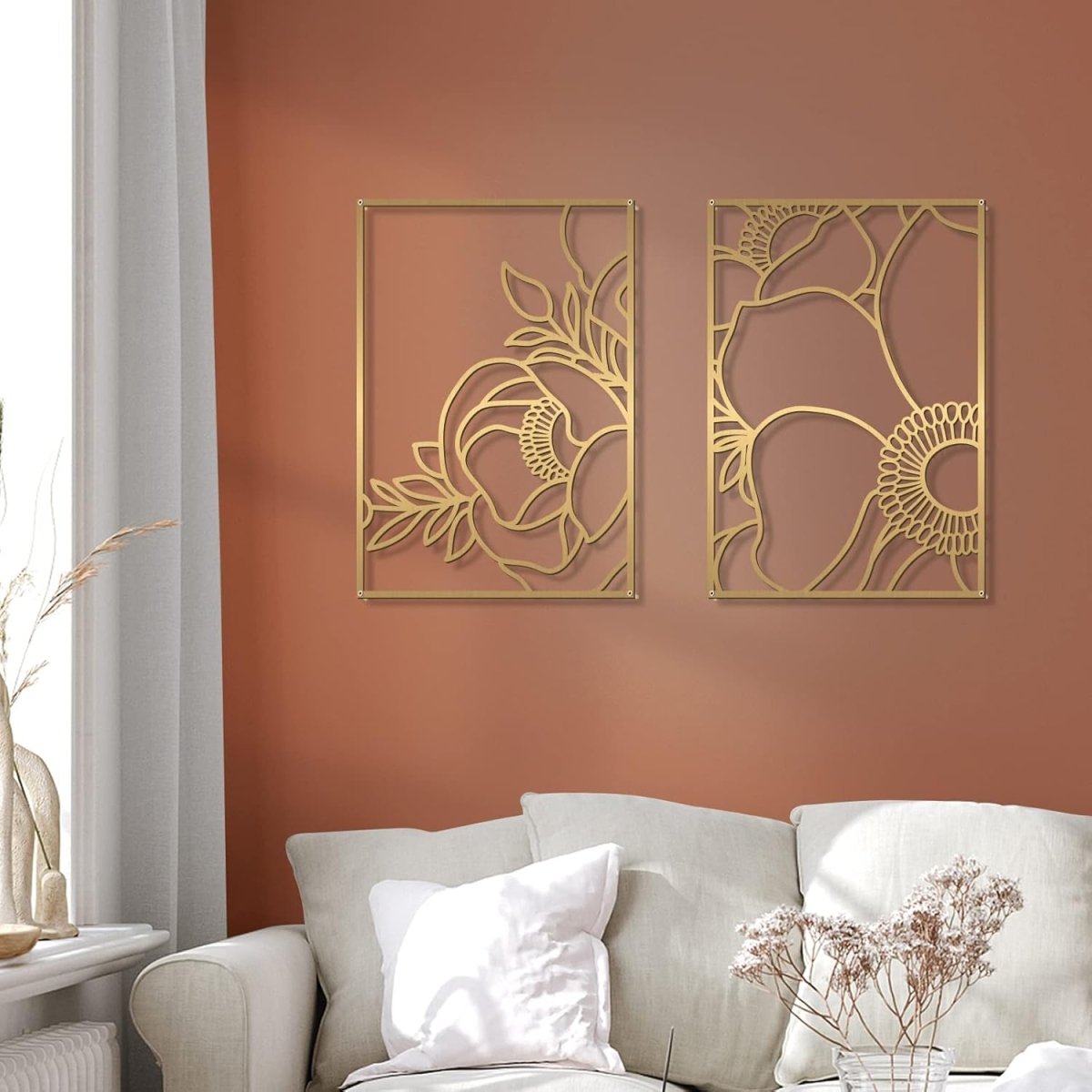 Glamativity 4 Pack Gold Wall Art Decor, Minimalist Single Line Real Metal Wall Art, Womans Body Shape Abstract Wall Art (Gold Classic Style, 17 x 11.8) - Homesidy.com